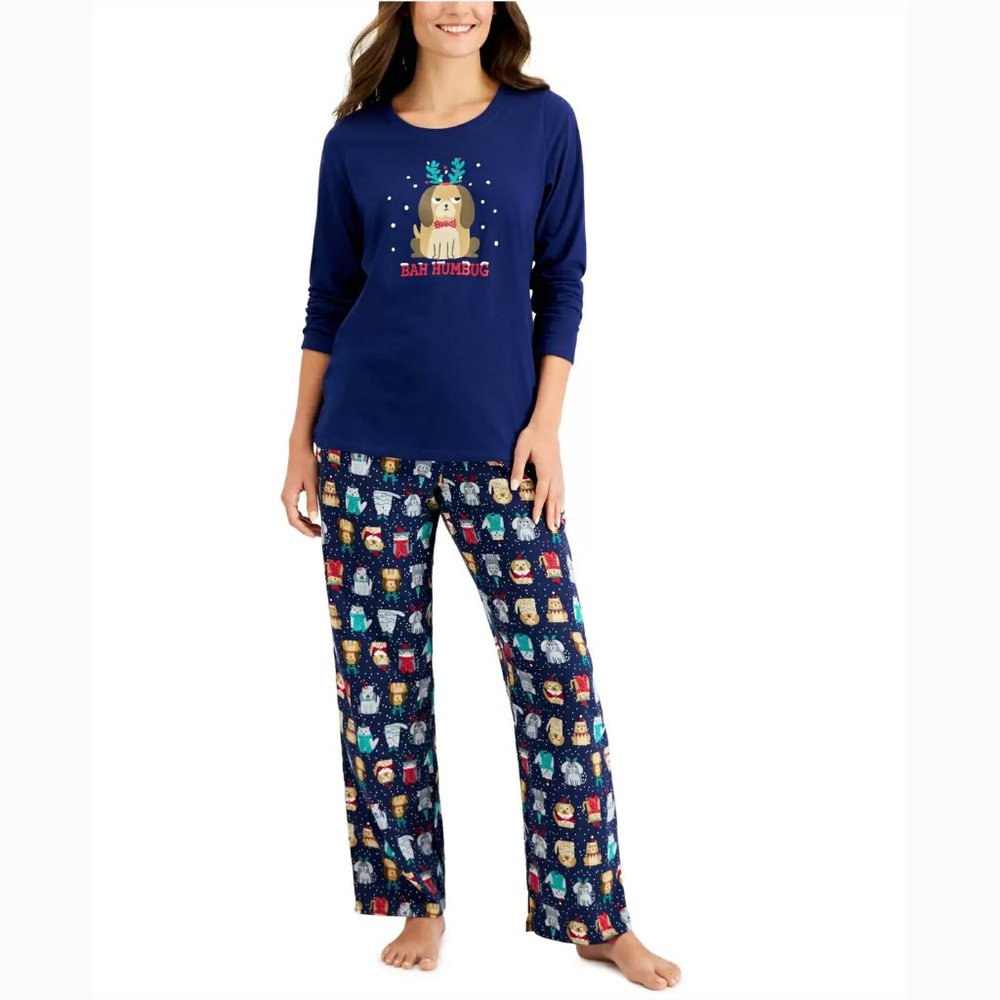 Family Pajamas Womens Matching Bah Humbug Novelty Pajama Set